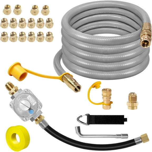 10FT Propane to Natural Gas Conversion Kit Compatible with Weber Genesis, Genesis II, Spirit, Spirit II, Convert LPG Grills to NG, Includes 1/2" Natural Gas Hose with Gas Regulator and Orifice