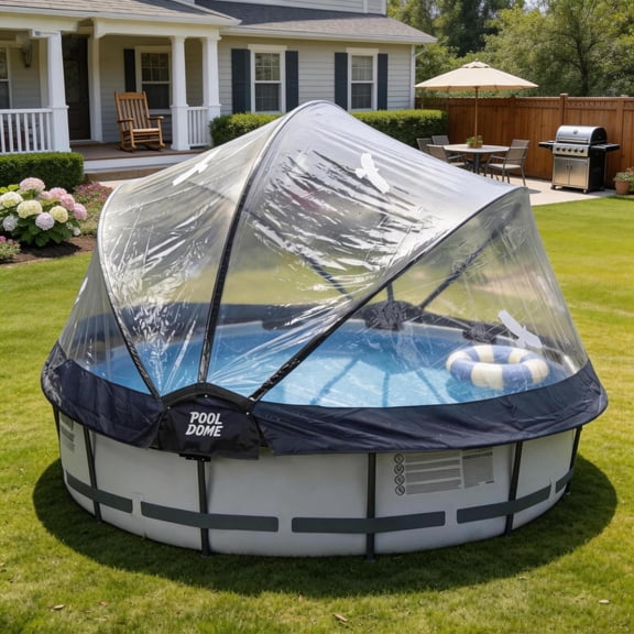 10FT Round Retractable Pool Dome Enclosure, All Weather Waterproof Pool Cover to Keep Pool Water Clean & Warm for Outdoor Frame Pools
