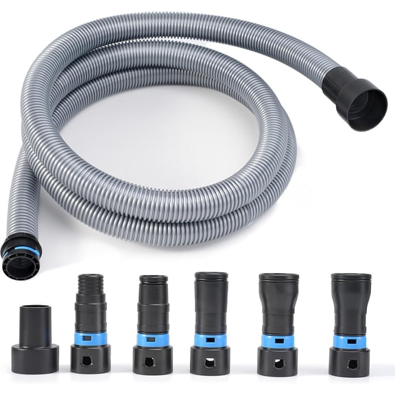 10FT Shop Vac Hose Power Tool Kit, 2-1/4" Dust Collector Hose Connection, 6 Expanded Multi-Brand Vacuum Hose Adapters, for Home & Shop Vacuum System, for Shop Vacuums, Table Saw, Sander, and More