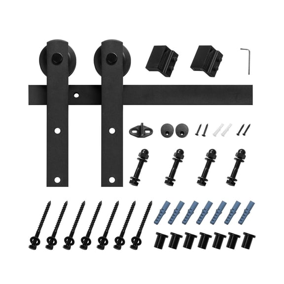 10FT Sliding Barn Door Hardware Kit, 330 LBS Weight Capacity, Compatible with 60 Inches Max Width & 1-3/8 to 1-3/4 Inches Thickness Single Sliding Barn Door, Durable Track & I-shape Roller,Black