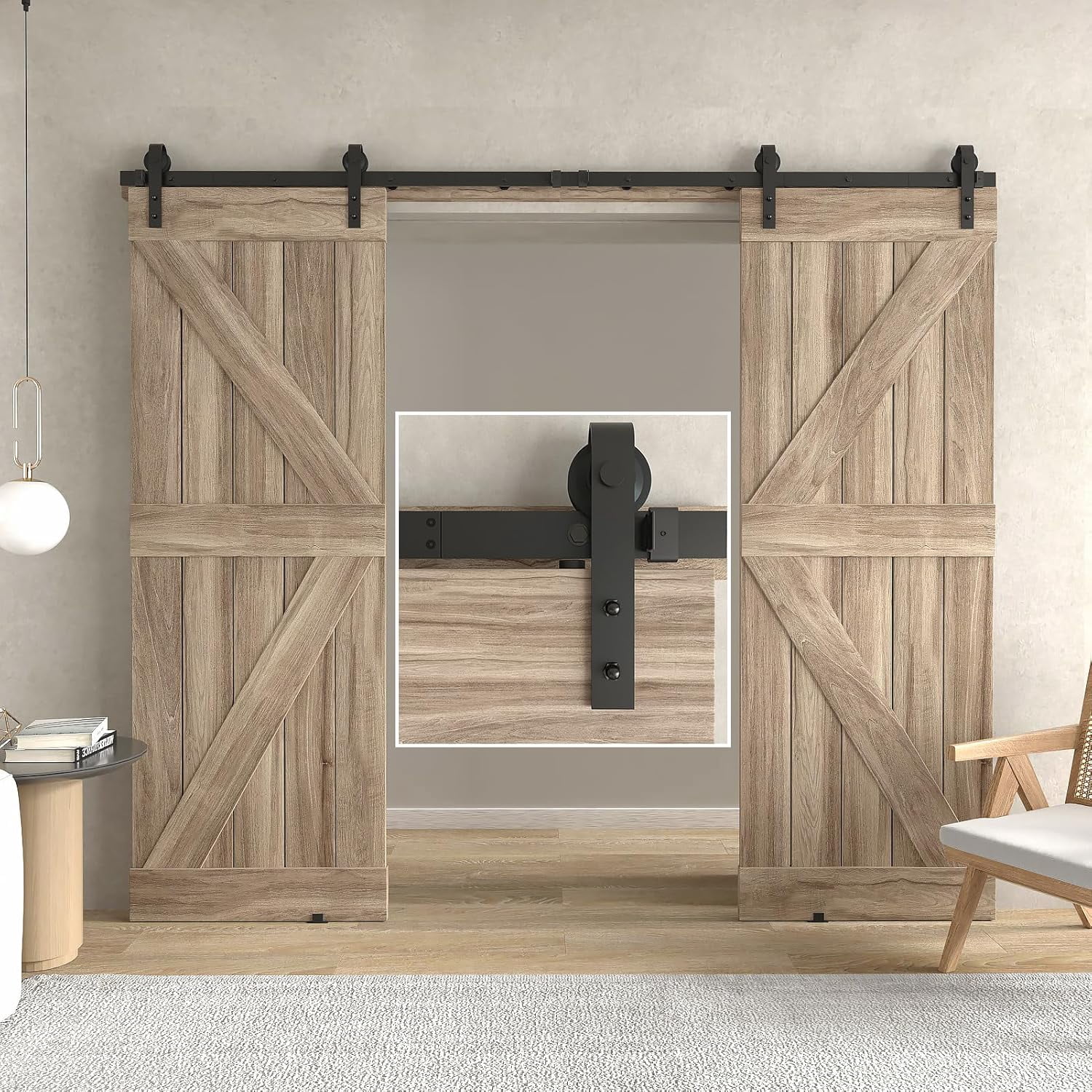 10FT Sliding Barn Door Hardware Track Kit for Double Door: Easy to ...