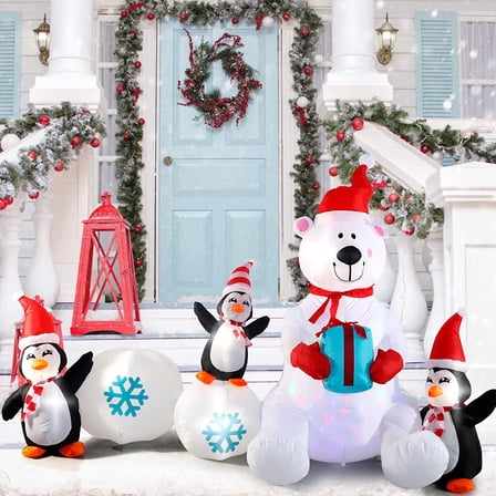 10FT Snowman Polar Bear Christmas Inflatable Decoration with LED Lights