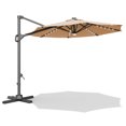 thumbnail image 1 of 10FT Solar Patio Umbrella with LED Lights, 360° Rotation Offset Cantilever Umbrella with Adjustable Tilt., 1 of 6