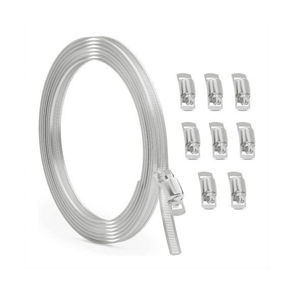 10FT Stainless Steel Hose Clamp Assortment Kit,Worm Gear Band Screw Pipe for Duct,Tube and Line