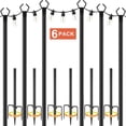 thumbnail image 1 of 10FT String Light Poles 6 Pack with Fence Brackets – Heavy Duty Metal Stand for Outdoor String Lights, Freestanding or Mounted on Fence/Deck/Patio, Easy Assembly Garden Backyard Lighting Poles, 1 of 11