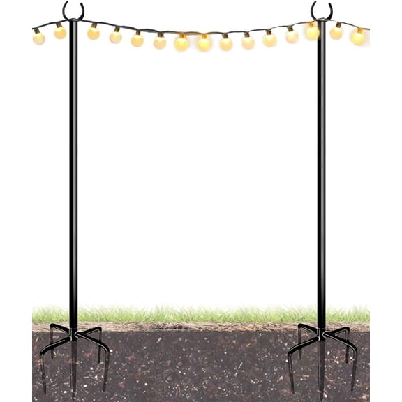 10FT String Light Poles for Outdoor, Lighting Stand Pole for Garden Lawn Backyard Patio Holiday Wedding Party Decorations 2