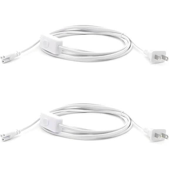 10FT T5 T8 LED Tube Light Power Extension Cord with /Off   Plug for Integrated Led Tube T5 T8 LED Wire Connector Power Cord (3 Meter - Pack of 2)