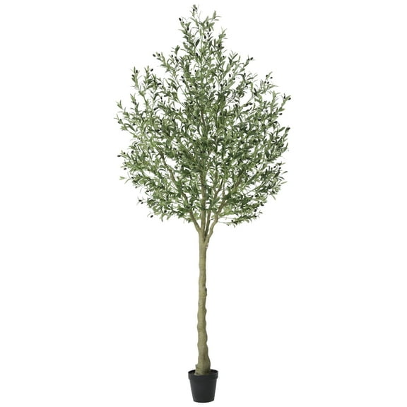 DR.Planzen 10FT Tall Big Artificial Olive Tree With Handmade Seagrass Basket, Green