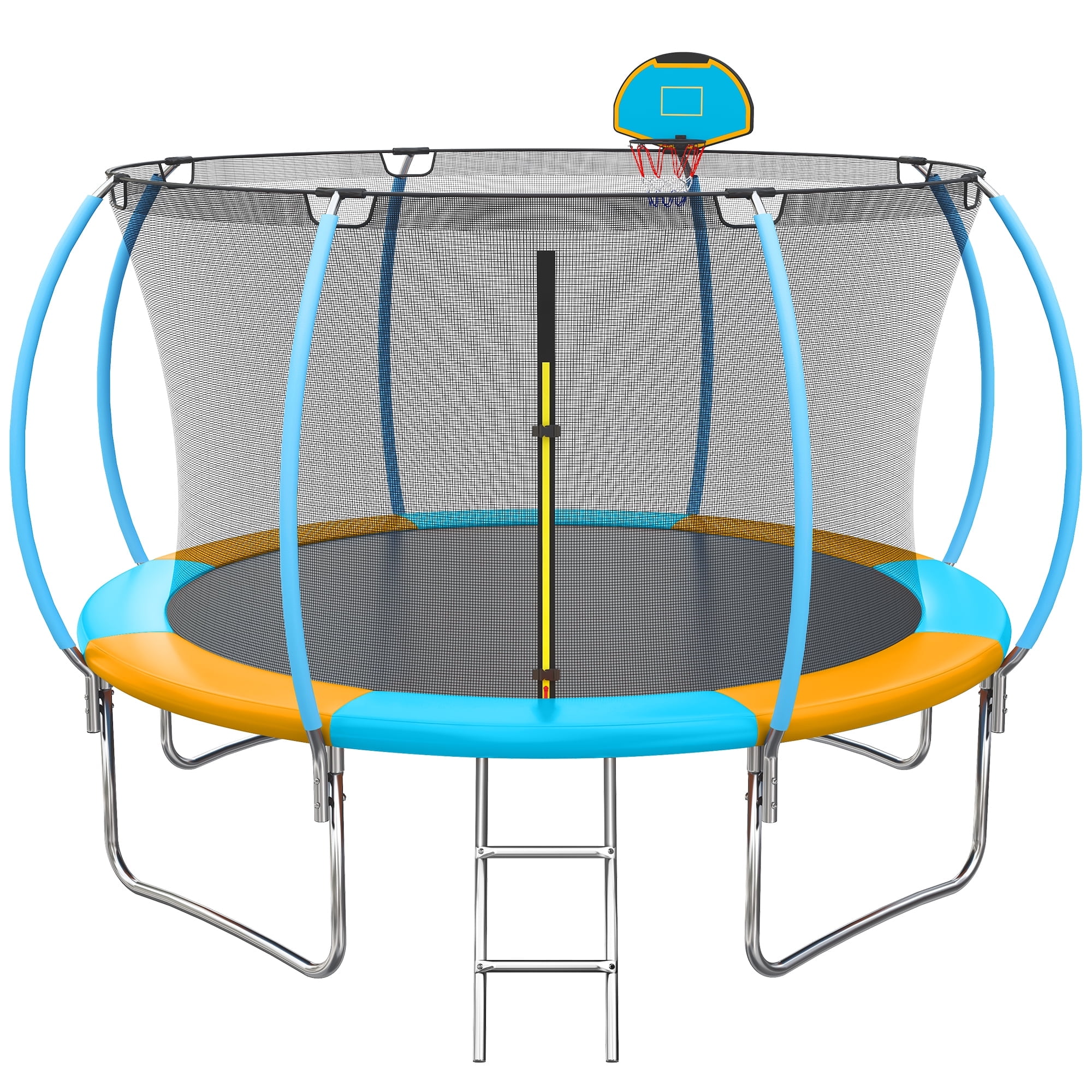 10FT Trampoline with Safe Enclosure Net for Kids and Adults SEGMART Outdoor Trampoline with Basketball Hoop Recreational Trampoline with Ladder for