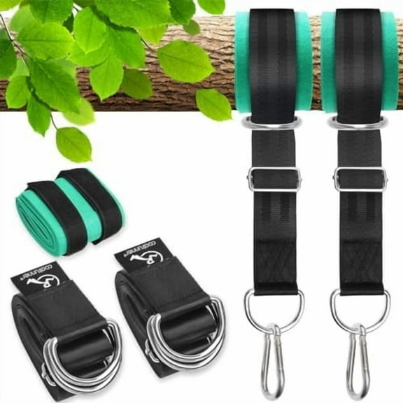 10FT Tree Swing Straps Hanging Kit(2 Pack) - 5000Lbs Break Strength - Extra Long Swing Hammock Straps with Two Zinc Alloy Carabiners - for All Types of Swings$$Garden & Patio