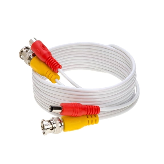10FT Premade BNC Video Power Cable – White Plug & Play Extension Cord for CCTV Cameras, DVRs, Security Systems, Surveillance Equipment, Cables Direct Online