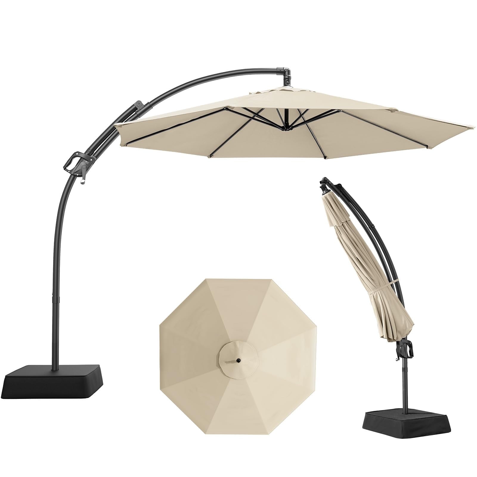 ONBRILL Outdoor Patio Umbrella with Base, 240G/M2 fabric, 10 FT Sun Shade Umbrella for Deck, Pool