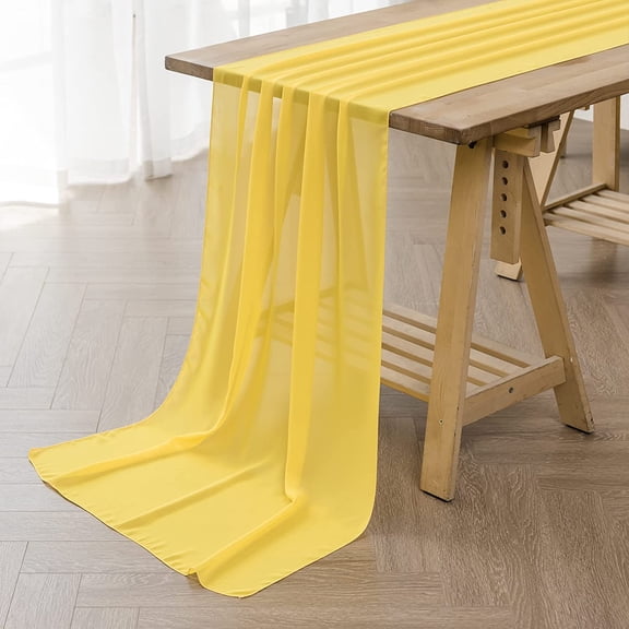10FT Yellow Chiffon Table Runner 28x118 Inches for Wedding Bridal Baby Shower Birthday Table Decorations