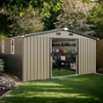 thumbnail image 1 of Villeston 10FT x 12FT Outdoor Metal Storage Shed,Tool Shed Storage House with Lockable Door for Garden, Backyard, Patio Brown, 1 of 8