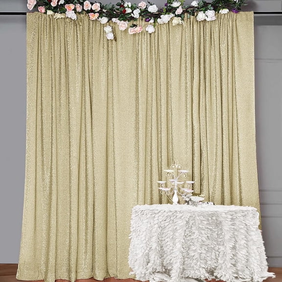 10FT x10FT Champagne Metallic Sheer Spandex Backdrop, 1 Panel Glitter Photography Background, Stretchy Spandex Fabric for Wedding, Party, Shower, Photo Booth Decor