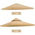 thumbnail image 1 of 2 Tiers Square Replacement Canopy Waterproof Top Cover Replacement Anti-UV Canopy Roof Pavilion Gazebo Tent Sunshade 10'x10' Khaki, 1 of 11