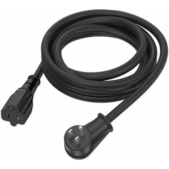 10Ft 12AWG Heavy Duty Right-Angle 15 Amp Household Plug to 20-Amp Extension-Cord, Nema 5-15P to 5-15R,5-20R,6-15R,6-20R T Blade 20Amp to 15Amp 90-Degree Extension Cable,125V 15A to 20A AC Power Cord