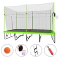 thumbnail image 1 of 10FT x 17FT Rectangle Trampoline with Basketball Hoop and Rubber Ball, Outdoor Trampoline with Enclosure Net and Non-Slip Ladder for Kids Adult, Green, 1 of 9