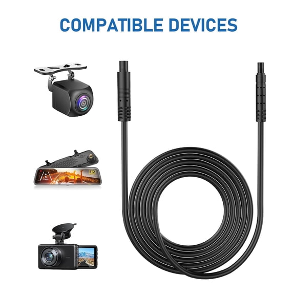 10Ft 4-Pin Backup Camera Extension Cable, Pure Copper Thicker Shield Dash Cam Rear View Cord for Mirror Dashcam & Reverse Camera