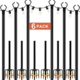 thumbnail image 1 of 10Ft 6 Pack String Light Poles ,Light Poles for Outside Lights,Outdoor with Fence Brackets Hanging Lights,Metal Stand Deck Patio Backyard, 1 of 8
