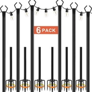 10Ft 6 Pack String Light Poles ,Light Poles for Outside Lights,Outdoor with Fence Brackets Hanging Lights,Metal Stand Deck Patio Backyard