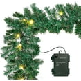 thumbnail image 1 of 10Ft Christmas Garland with 50 LED Lights - 2 Pack Pre-lit Battery Operated Outdoor Christmas Garland Waterproof String Light with Timer 10 Foot by 10 Inch, 1 of 8