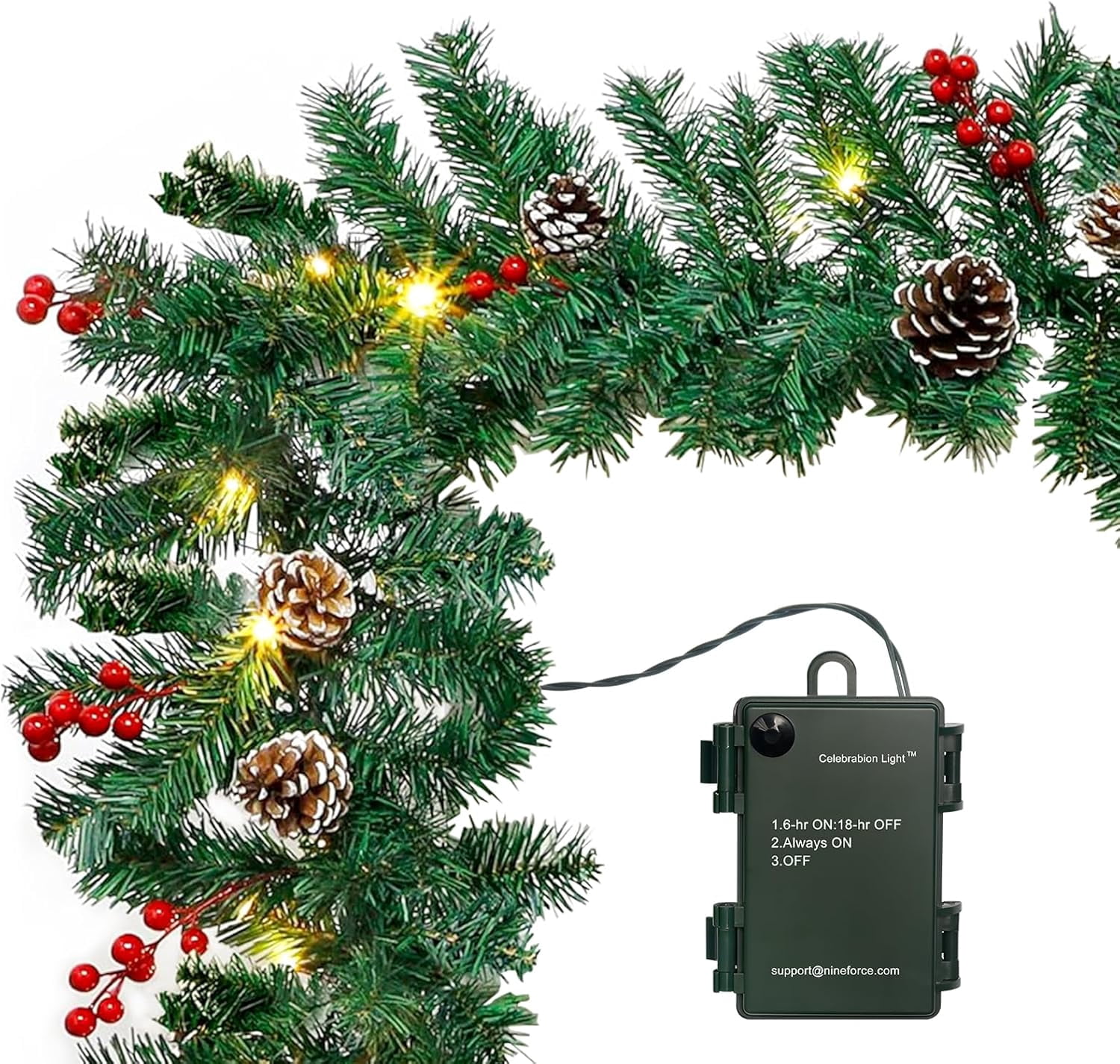 10Ft Christmas Garland with 50 LED Lights 3 Pack Prelit Outdoor Xmas — free download