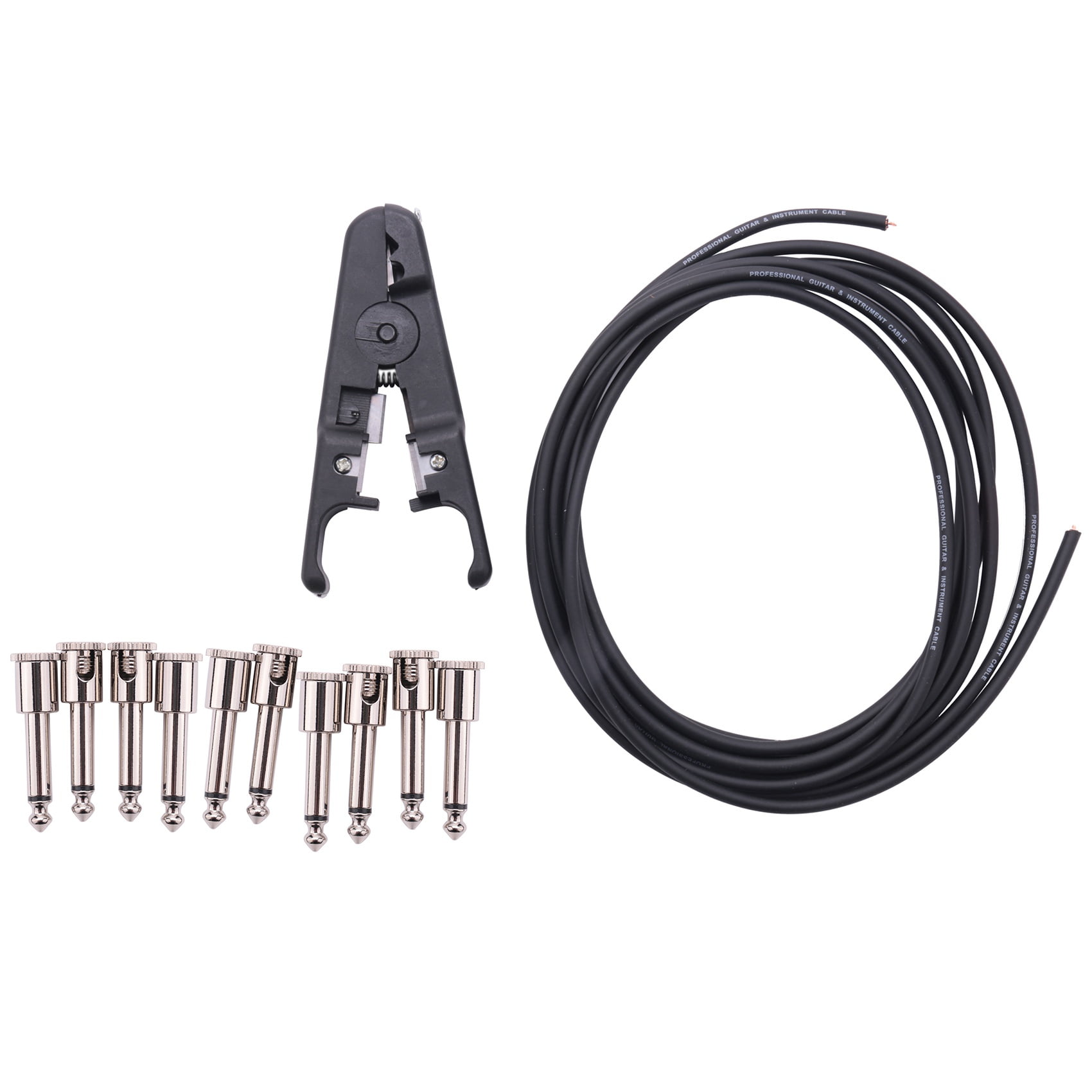 10Ft Guitar Solderless Pedalboard Cable Kit Angle Audio 6.35 Plugs
