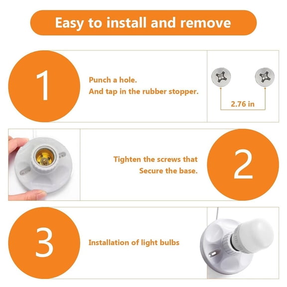 10Ft Light Bulb Base with Cord E26/E27 Light Socket with On/Off Switch, 110V-250V Lamp Base for Light Socket with Cord, Light Bulb Socket with Plug-in Lamp Holder Base for Desktop,Include Screw