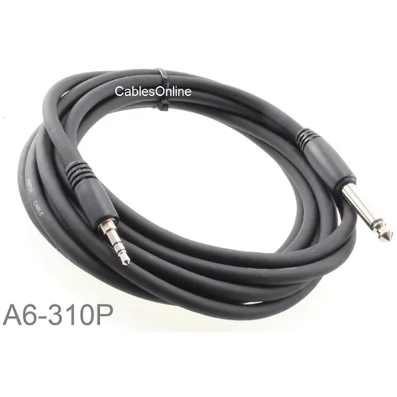 10Ft Premium 3.5Mm Stereo Trs Male To 1/4" Mono Ts Male Audio Cable, A6-310P