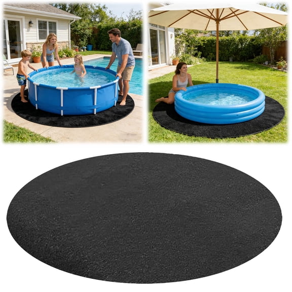 10Ft Round Pool Mat Polyester Pool Groundsheet Anti Slip Pool Underlay For Outdoor Swimming Pool(Black-305Cm)