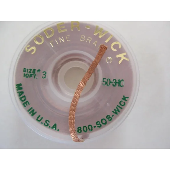 (10Ft) Solder Wick #3 50-3-10' Desoldering Braid .075" Solder Removal Made Usa