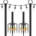 thumbnail image 1 of 2 Pack 10Ft String Light Poles for Patio, Deck, Backyard and Outdoor, Heavy-Duty Metal Poles with Fork Brackets, Weather-Resistant & Adjustable Height, Easy Installation, Black, 1 of 8