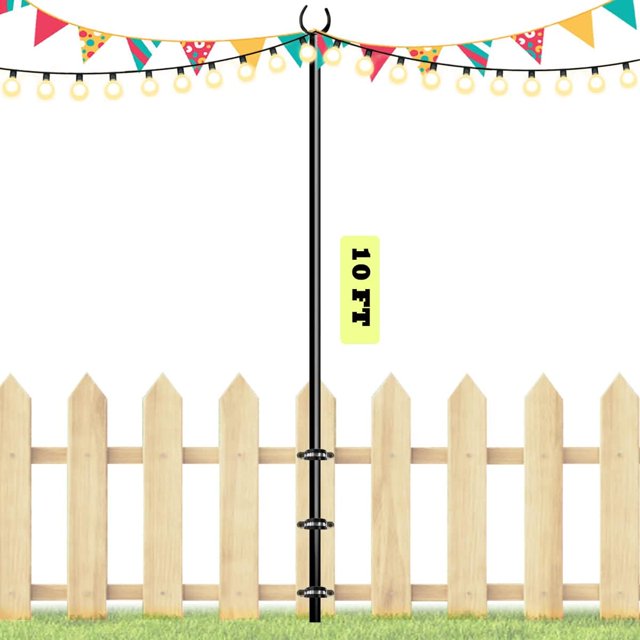 10Ft String Light Poles For Outdoors, Outside Light Poles For Deck