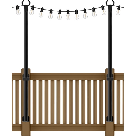 10Ft String Light Poles ,Light Poles for Outside Lights,Outdoor with Fence Brackets Hanging Lights,Metal Stand Deck Patio Backyard
