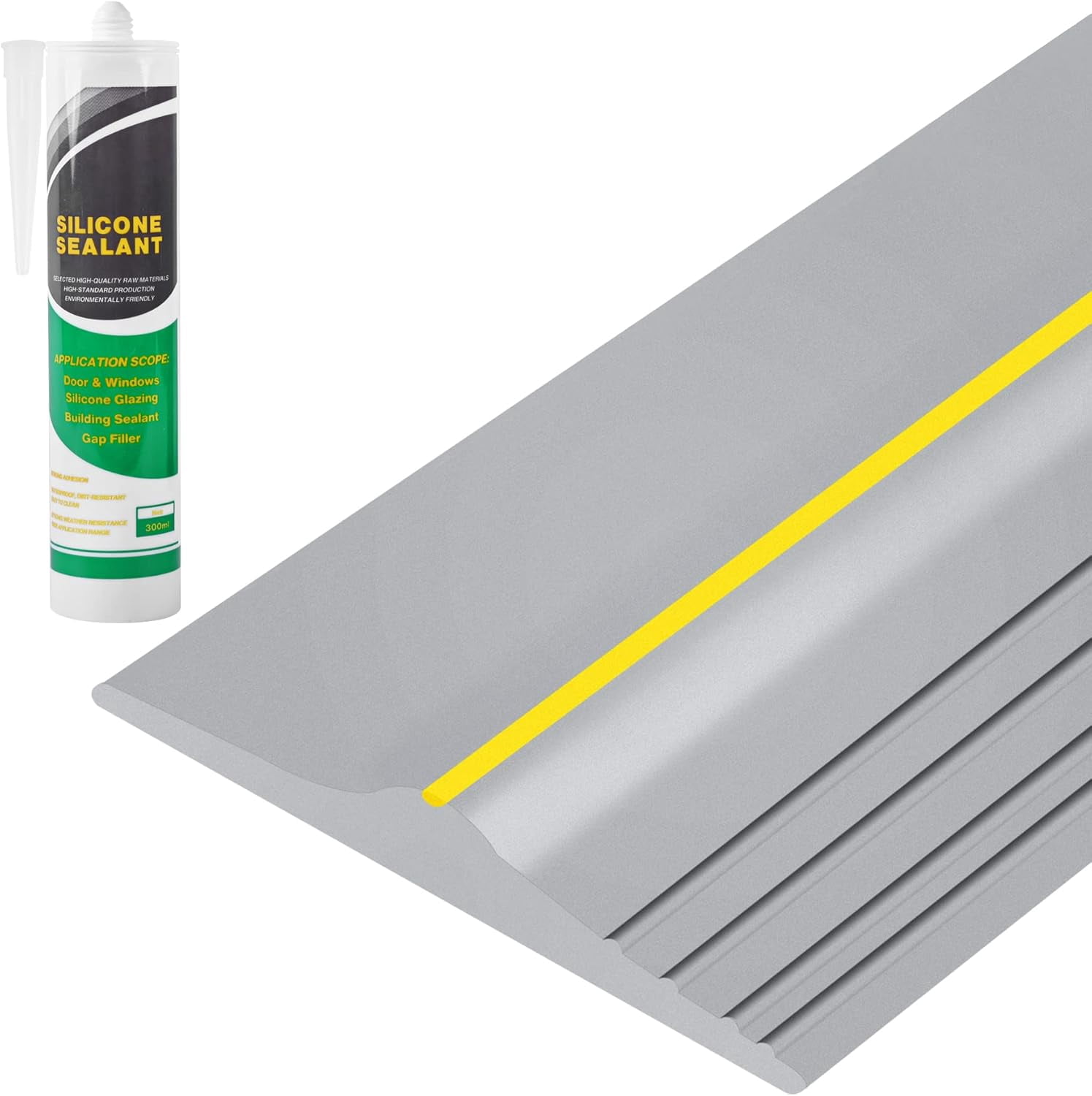10Ft with Adhesive Universal Garage Door Bottom Threshold Seal Strip, Weatherproof Rubber DIY Weather Stripping Replacement(Gray)