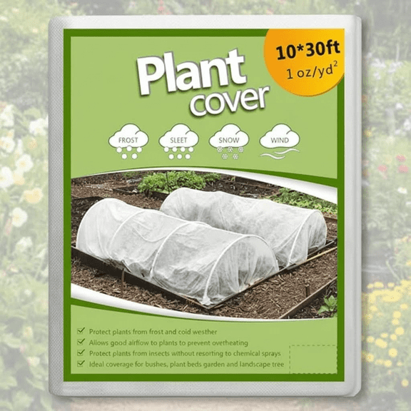 10Ft x 30Ft Reusable Floating Row Cover for Freeze Protection, Plant Blanket for Cold Weather with 1.0 oz/yd Fabric, Garden Frost Protection Cover (Support Hoops Not Included)