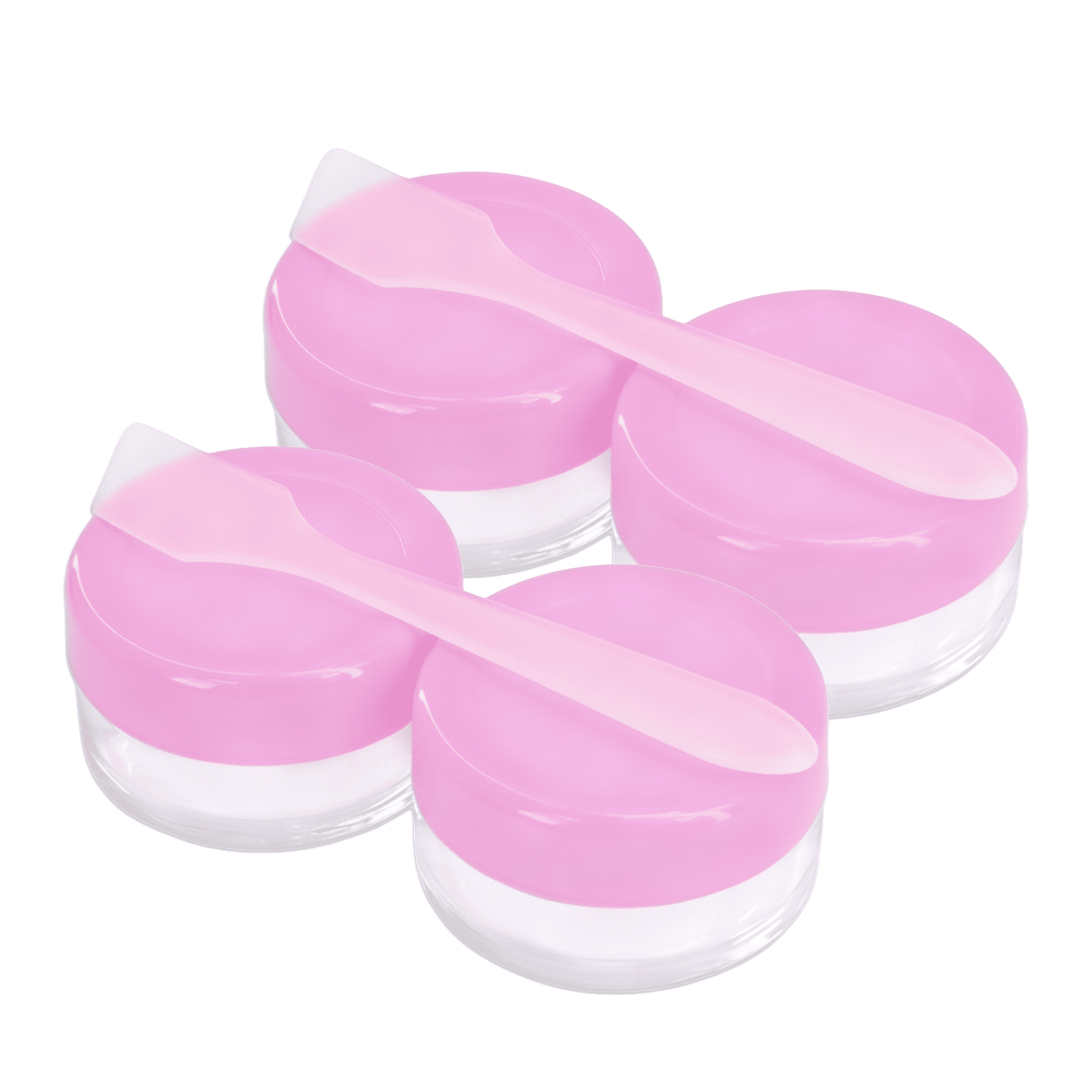 10G/10ML Plastic Clear Cosmetic Sample Jars with Pink Lid and Spatulas