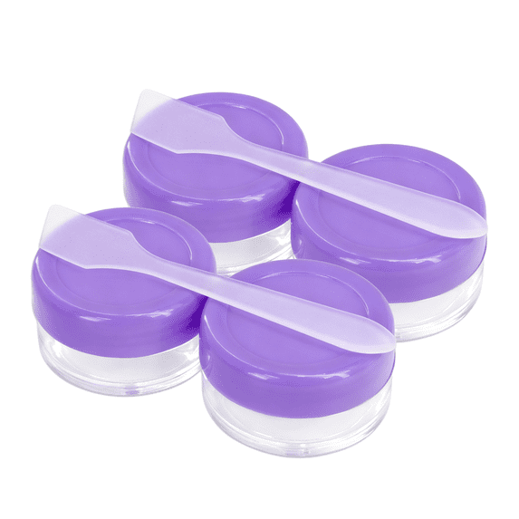 10G/10ML Plastic Clear Cosmetic Sample Jars with Purple Lid and Spatulas