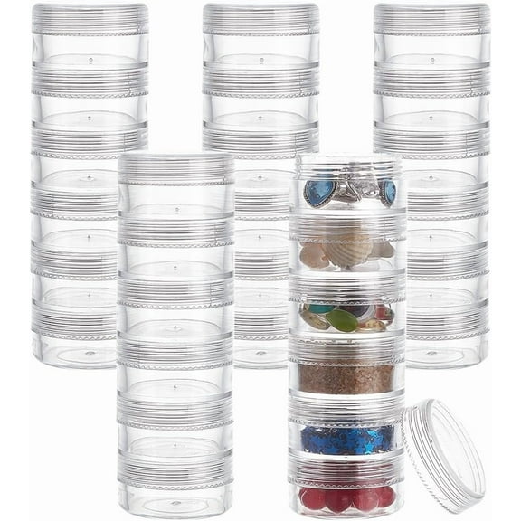 10G/10ML Stackable Round Plastic Containers 5 Column(6 Layer/Column) Bead Storage Jars DIY