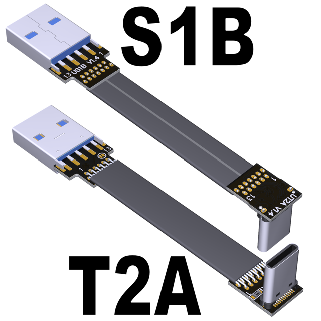 10G USB 3.1 Type C to A Flat Extension Ribbon Cable Male/Male 90 Slim