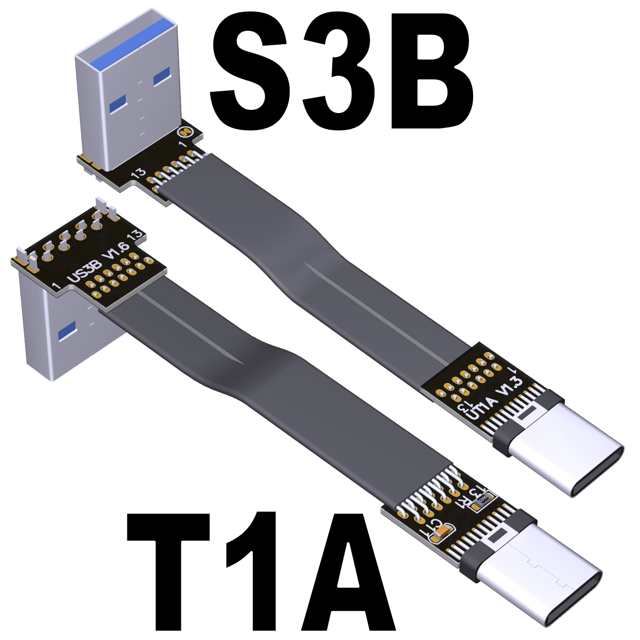 10G USB 3.1 Type C to A Flat Extension Ribbon Cable Male/Male 90 Slim