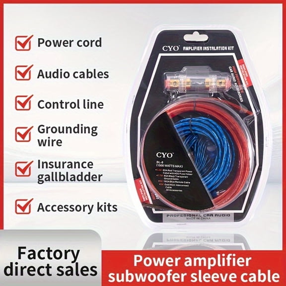 10GA Car Audio Subwoofer Cable - Thickened Copper Wire, High-Temp Resistant & Anti-Interference, HIFI Sound Quality, Power Amplifier Connection Cable for Car Modification (No Battery Included)