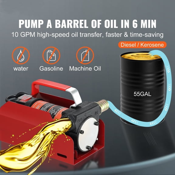 10GPM 12V DC Fuel Transfer Pump Kit, Self-Priming Extractor with Hose for Diesel, Kerosene, Machine Oil  Walmart