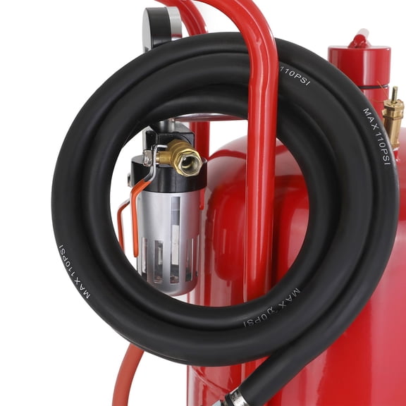 10Gal/40L Sandblaster Equipped with Nozzle Shut-Off Valve Pressure Gauge Ceramic Nozzle 2.5m Hose Filling Funnel Watertrap 6" Rubber Wheels Grit Power Sand Blasters Portable Sandblasting Equipm