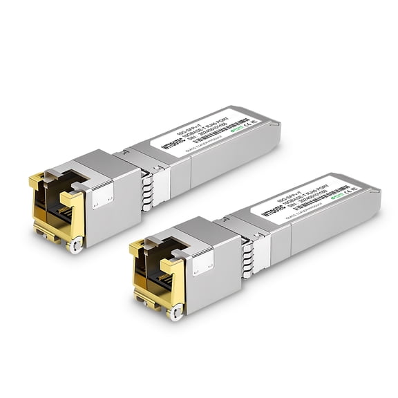 - 10Gb SFP+ to RJ-45 Module Transceiver up to 262Ft (80m), 1.25/2.5/5/10G-T Copper SFP+ CAT6a Module, Auto-Negotiation, for Cisco SFP-10G-T-S, Meraki, TP-Link (2 Pack)