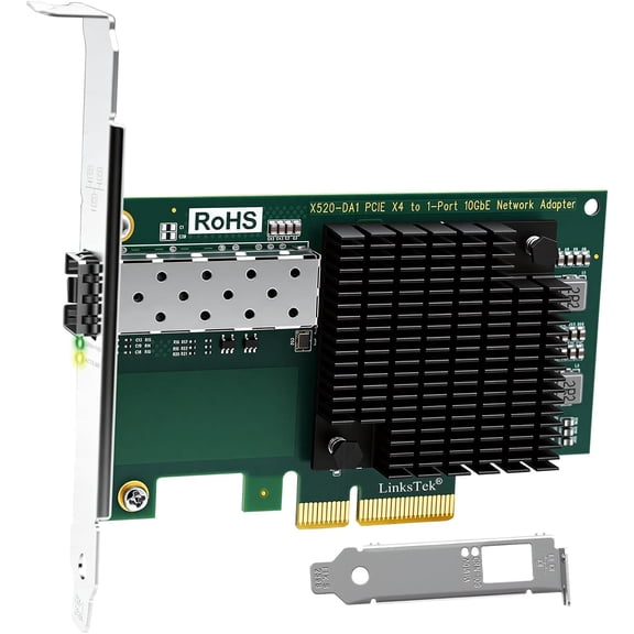 10Gb/s SFP+ Fiber Port Ethernet Adapter for NAS & Desktop PCs. PCIE x4 Interface to 10Gb/s SFP+ Fiber Port NIC Card for Gaming, Intel 82599ES 10GbE Ethernet Controller (X520-DA1)