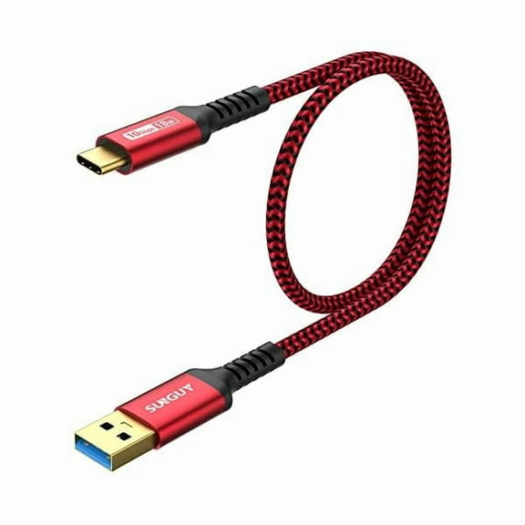 10Gbps Android Auto USB C Cable,3A USB 3.1 Gen 2 Fast Charge & Data Transfer Cable, for iPhone 17/16/15 Pro Max, Samsung T7, Galaxy S23 S22 Ultra Note 20, SSD- Red 1.5FT [5-Pack]