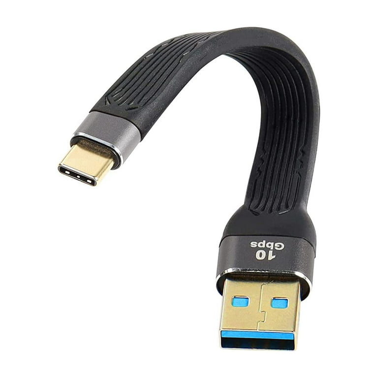 10Gbps Short USB Type C Cable,5inch USB A 3.0 Male to USB C 3.1 Male Cable,USB  C 3.1 3A Fast Charging FPC Flat 