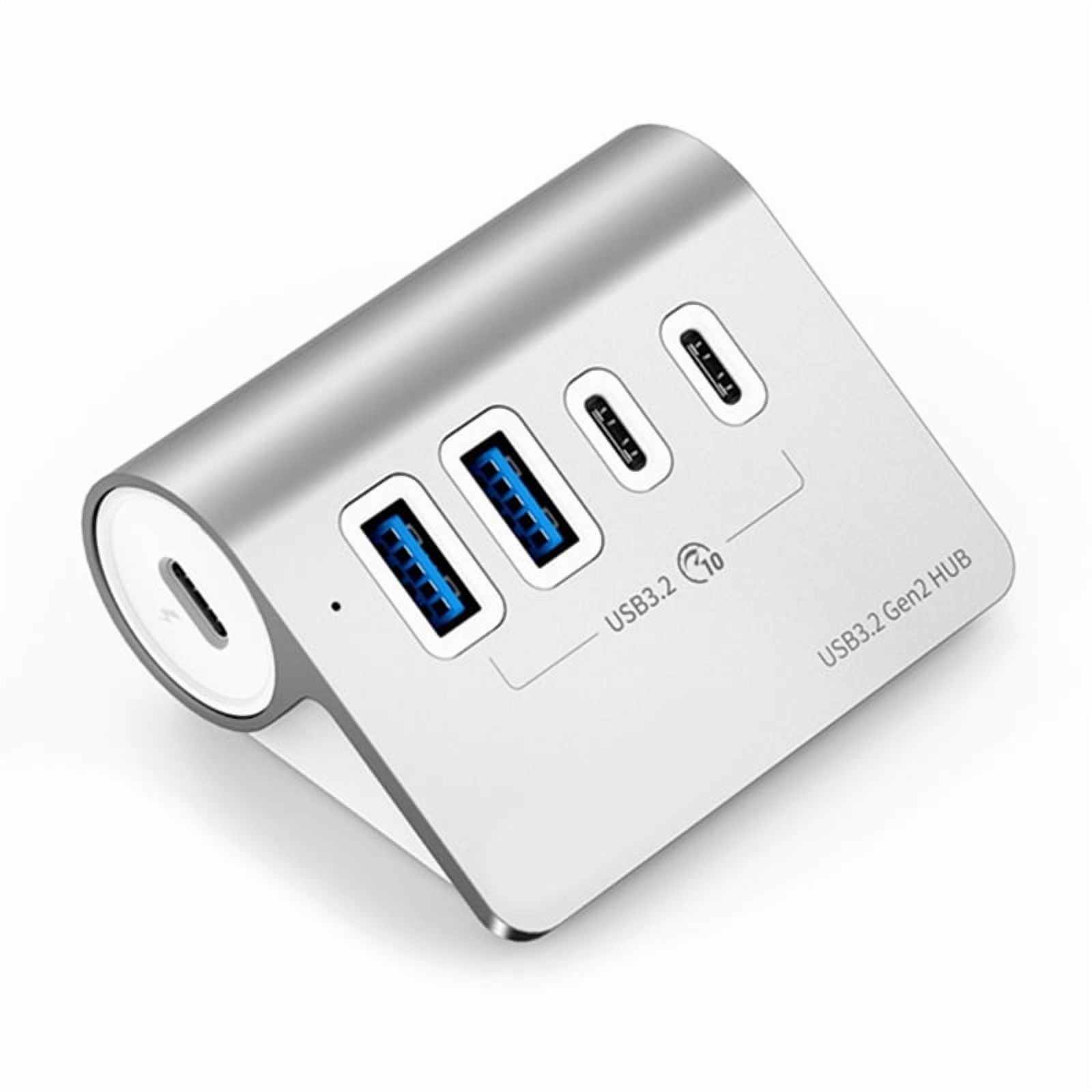 10Gbps USB 3.2 Hub Aluminum Powered PD60W Charging Type C Splitter with Power Adapter for PC Accessories